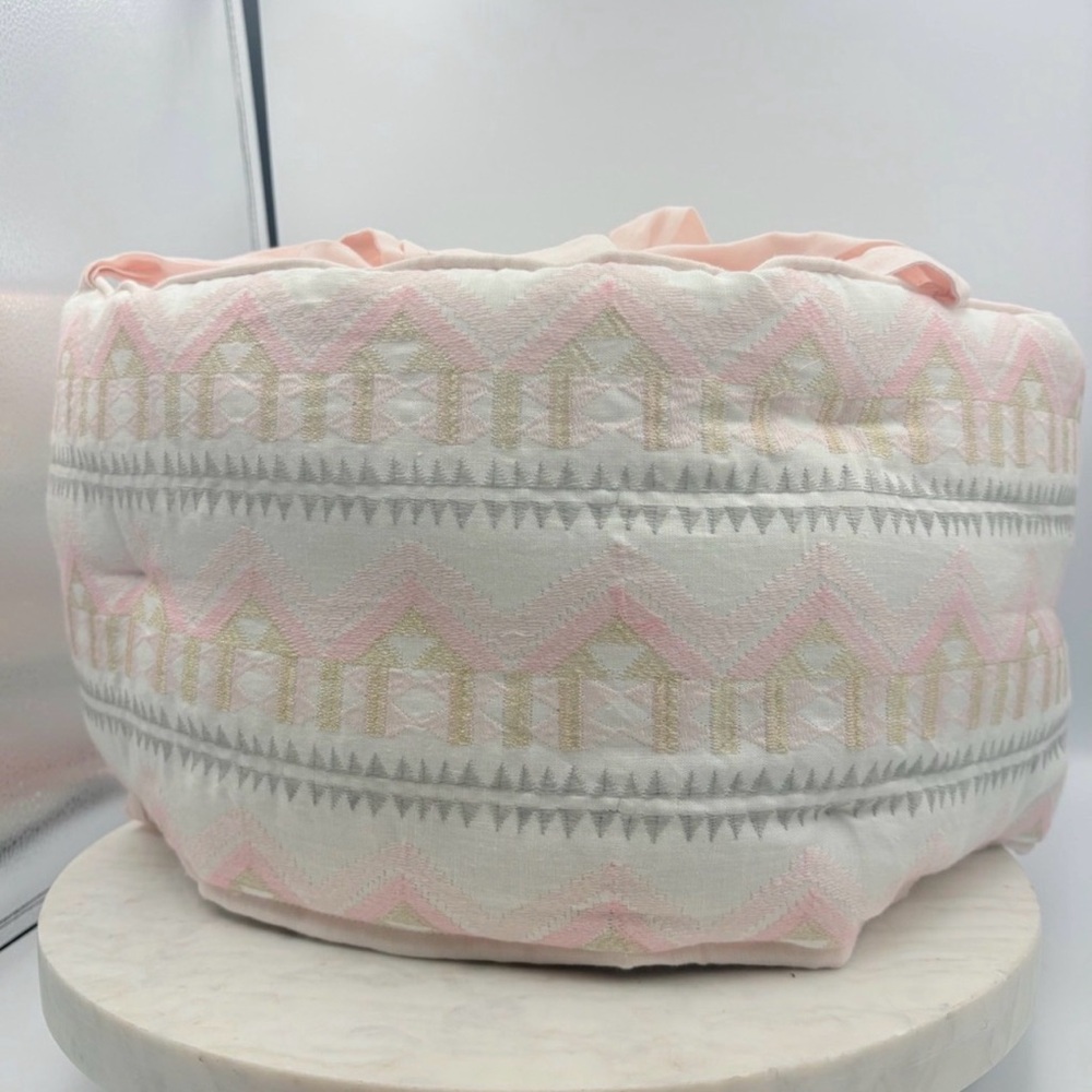 ISO!!!! Pottery Barn Kids Pink and Gray Embroidered Crib Bumper